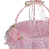 Maxbell Wedding Flower Basket Flower Bowknot Handles for Banquet Holiday Events Pink