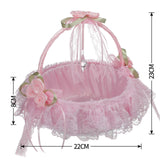 Maxbell Wedding Flower Basket Flower Bowknot Handles for Banquet Holiday Events Pink