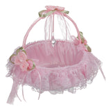 Maxbell Wedding Flower Basket Flower Bowknot Handles for Banquet Holiday Events Pink