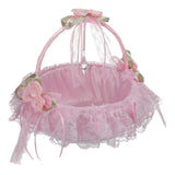 Maxbell Wedding Flower Basket Flower Bowknot Handles for Banquet Holiday Events Pink