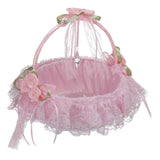 Maxbell Wedding Flower Basket Flower Bowknot Handles for Banquet Holiday Events Pink