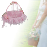Maxbell Wedding Flower Basket Flower Bowknot Handles for Banquet Holiday Events Pink