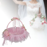 Maxbell Wedding Flower Basket Flower Bowknot Handles for Banquet Holiday Events Pink