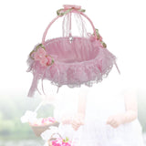 Maxbell Wedding Flower Basket Flower Bowknot Handles for Banquet Holiday Events Pink