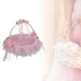 Maxbell Wedding Flower Basket Flower Bowknot Handles for Banquet Holiday Events Pink