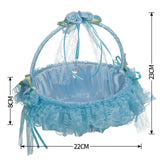 Maxbell Wedding Flower Basket Flower Bowknot Handles for Banquet Holiday Events Blue