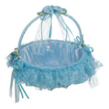 Maxbell Wedding Flower Basket Flower Bowknot Handles for Banquet Holiday Events Blue