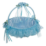 Maxbell Wedding Flower Basket Flower Bowknot Handles for Banquet Holiday Events Blue