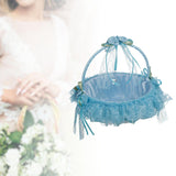 Maxbell Wedding Flower Basket Flower Bowknot Handles for Banquet Holiday Events Blue