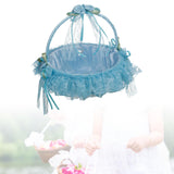 Maxbell Wedding Flower Basket Flower Bowknot Handles for Banquet Holiday Events Blue
