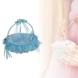 Maxbell Wedding Flower Basket Flower Bowknot Handles for Banquet Holiday Events Blue