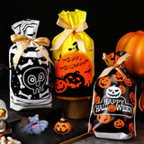 Maxbell 50Pcs Halloween Candy Bags Treat Bags Gift Bags for Home Wedding Christmas Orange Pumpkin