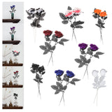 Maxbell Artificial Roses with Eyeballs Halloween Costume Party black