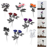 Maxbell Artificial Roses with Eyeballs Halloween Costume Party black