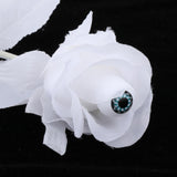 Maxbell Artificial Roses with Eyeballs Halloween Costume Party white