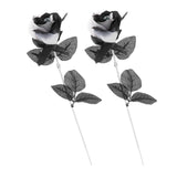 Maxbell Artificial Roses with Eyeballs Halloween Costume Party black with white