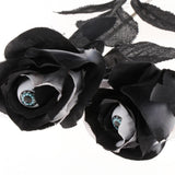 Maxbell Artificial Roses with Eyeballs Halloween Costume Party black with white