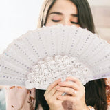 Maxbell Floral Hand Fans Church Wedding Fan Lace Fan for Handmade Decor