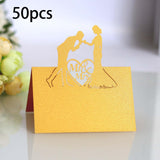 Maxbell 50Pcs Wedding Place Cards Mark Card Elegant for Restaurant Anniversary Decor Gold