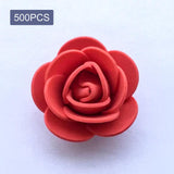 Maxbell Mini Artificial Rose Heads Stemless Flower Heads for Table Home Decoration Red