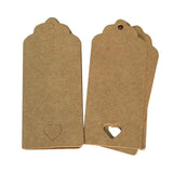 Maxbell 100x Heart Hollow Labels Rectangle Tear Resistant Practical for party Brown