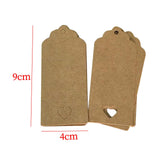 Maxbell 100x Heart Hollow Labels Rectangle Tear Resistant Practical for party Brown