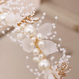 Maxbell Elegant Pearl Headdress Wedding Headpieces Crown Hairband for Anniversaries