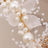 Maxbell Elegant Pearl Headdress Wedding Headpieces Crown Hairband for Anniversaries