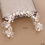 Maxbell Elegant Pearl Headdress Wedding Headpieces Crown Hairband for Anniversaries
