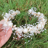 Maxbell Elegant Pearl Headdress Wedding Headpieces Crown Hairband for Anniversaries