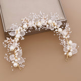 Maxbell Elegant Pearl Headdress Wedding Headpieces Crown Hairband for Anniversaries