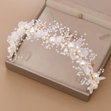 Maxbell Elegant Pearl Headdress Wedding Headpieces Crown Hairband for Anniversaries