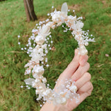 Maxbell Elegant Pearl Headdress Wedding Headpieces Crown Hairband for Anniversaries