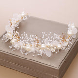 Maxbell Elegant Pearl Headdress Wedding Headpieces Crown Hairband for Anniversaries