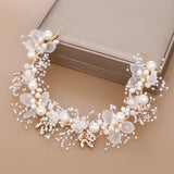 Maxbell Elegant Pearl Headdress Wedding Headpieces Crown Hairband for Anniversaries