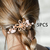 Maxbell 5 Pieces Elegant Wedding Headdress Hairband for Anniversaries Decor