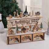 Maxbell Wooden House Warm White Building Set Landscape Decor for Party Ornament Style A