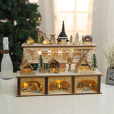 Maxbell Wooden House Warm White Building Set Landscape Decor for Party Ornament Style A