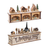 Maxbell Wooden House Warm White Building Set Landscape Decor for Party Ornament Style A