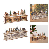 Maxbell Wooden House Warm White Building Set Landscape Decor for Party Ornament Style A