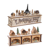 Maxbell Wooden House Warm White Building Set Landscape Decor for Party Ornament Style A