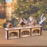 Maxbell Wooden House Warm White Building Set Landscape Decor for Party Ornament Style A