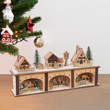 Maxbell Wooden House Warm White Building Set Landscape Decor for Party Ornament Style A