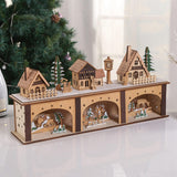 Maxbell Wooden House Warm White Building Set Landscape Decor for Party Ornament Style A