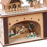 Maxbell Wooden House Warm White Building Set Landscape Decor for Party Ornament Style A