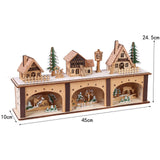 Maxbell Wooden House Warm White Building Set Landscape Decor for Party Ornament Style A