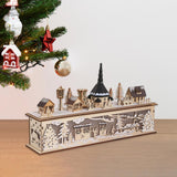 Maxbell Wooden House Warm White Building Set Landscape Decor for Party Ornament Style B