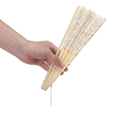 Maxbell Handheld Lace Fan Wedding Bride Fan for Stage Dancing Women Gifts White