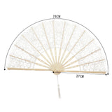 Maxbell Handheld Lace Fan Wedding Bride Fan for Stage Dancing Women Gifts White