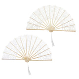 Maxbell Handheld Lace Fan Wedding Bride Fan for Stage Dancing Women Gifts White